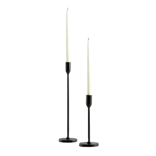 IRON BLACK TAPER CANDLE HOLDER SET OF 2